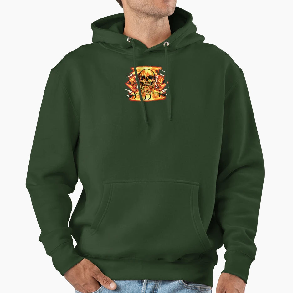 Flame Skull Hoodie - Fun Novelty Design Unisex - T-Shirt, Sweatshirt, Hoodie
