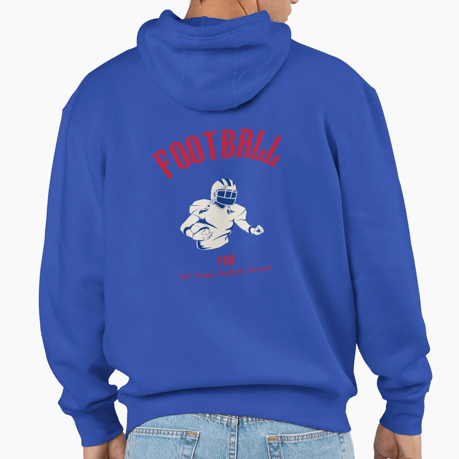 Football Fun Eat Sleep Football Repeat Hoodie - Minimalist Print Men Women - T-Shirt, Sweatshirt, Hoodie