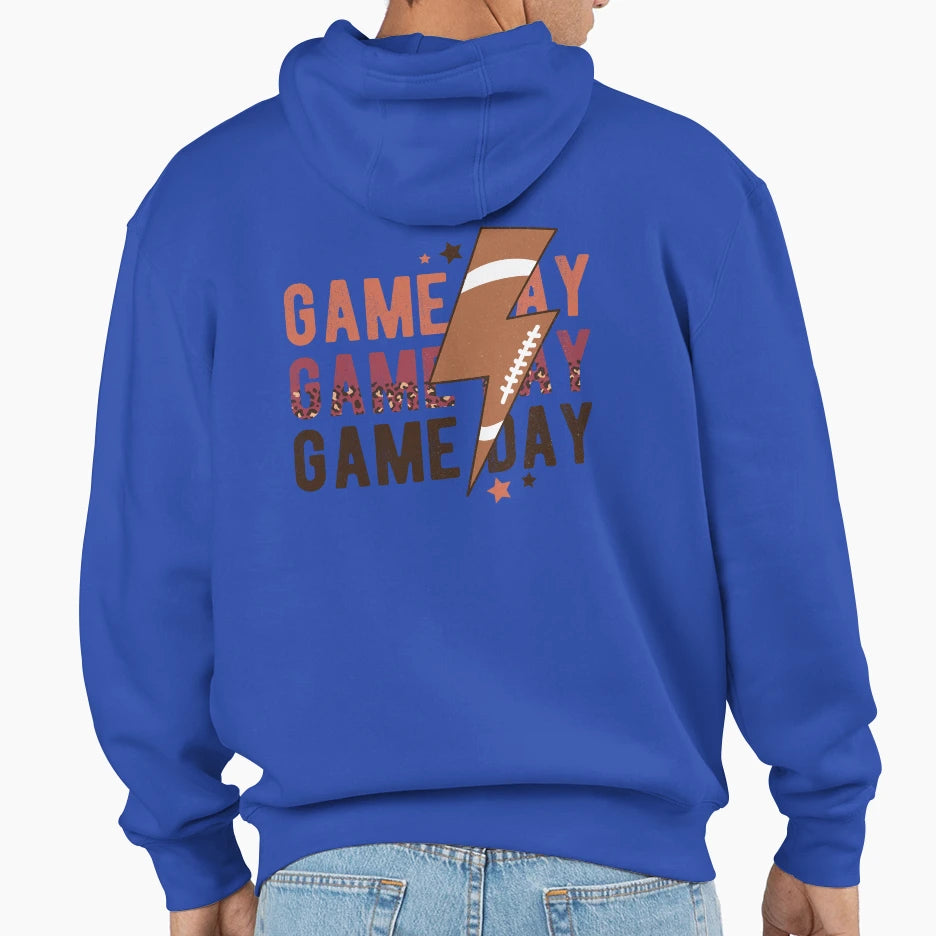 Game Day Football Lightning Bolt Hoodie - Novelty Apparel for Adults - T-Shirt, Sweatshirt, Hoodie
