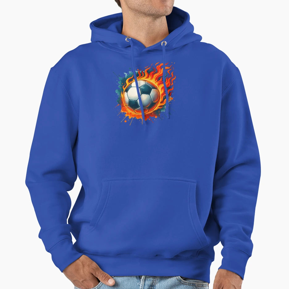 Fiery Soccer Ball Motion Paint Splashes Hoodie - Novelty Apparel Unisex - T-Shirt, Sweatshirt, Hoodie