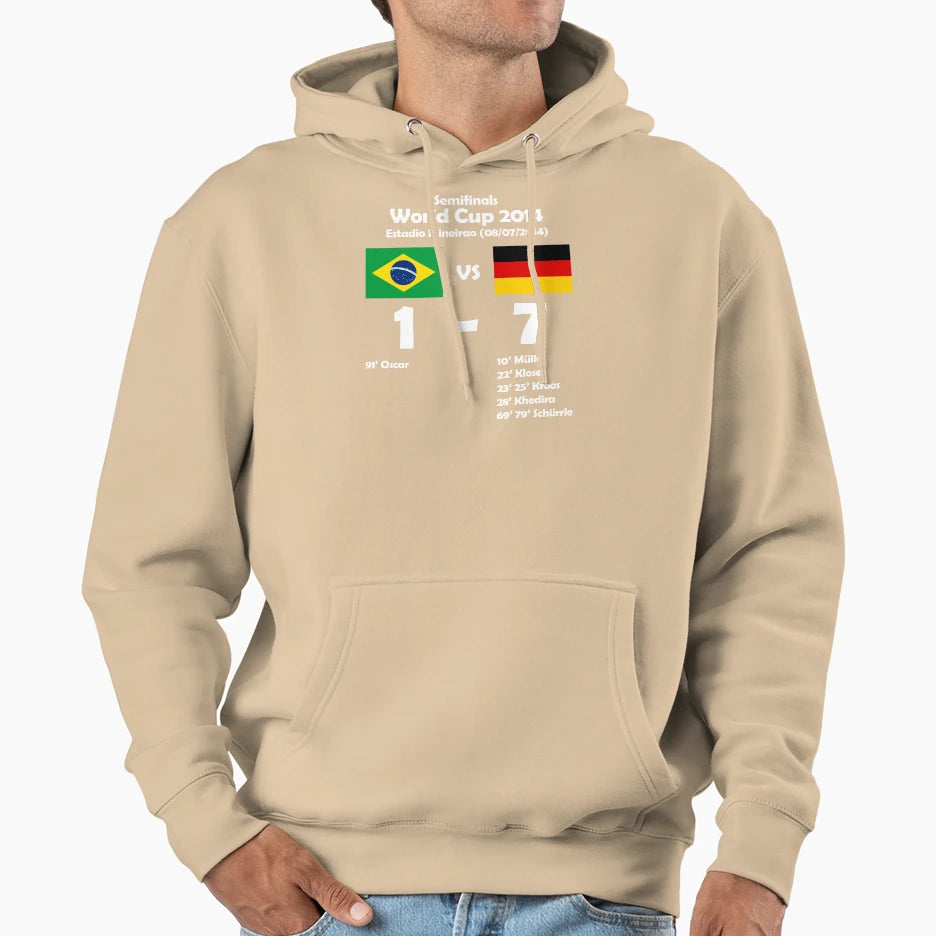 Brazil 1 Germany 7 2014 Hoodie - Novelty Apparel for Adults - T-Shirt, Sweatshirt, Hoodie