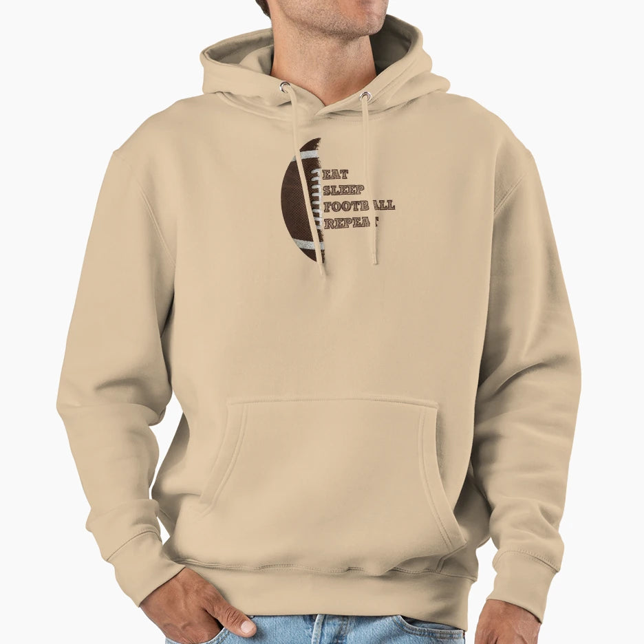 American Football Eat Sleep Football Hoodie - Graphic Print for Adults - T-Shirt, Sweatshirt, Hoodie