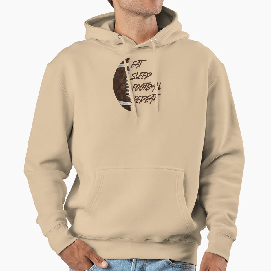 American Football Eat Sleep Football Repeat Hoodie - Unique Graphic Unisex - T-Shirt, Sweatshirt, Hoodie