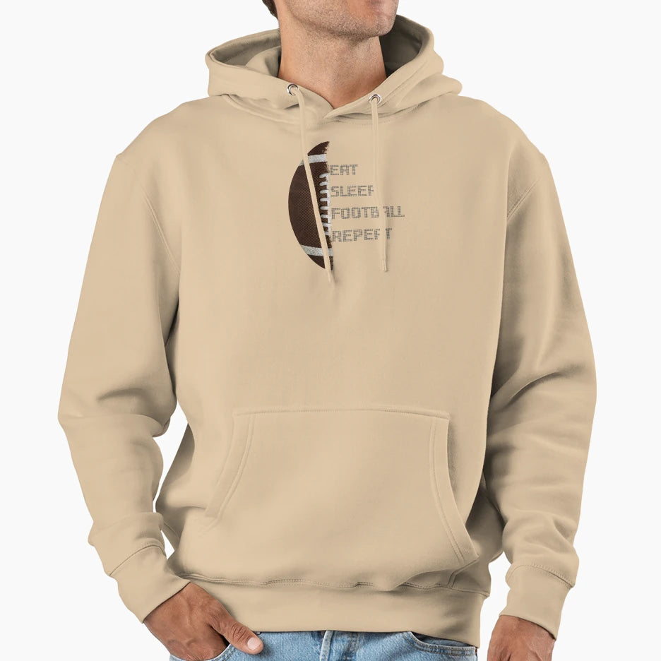 American Football Eat Sleep Football Hoodie - Trendy Graphic for Adults - T-Shirt, Sweatshirt, Hoodie