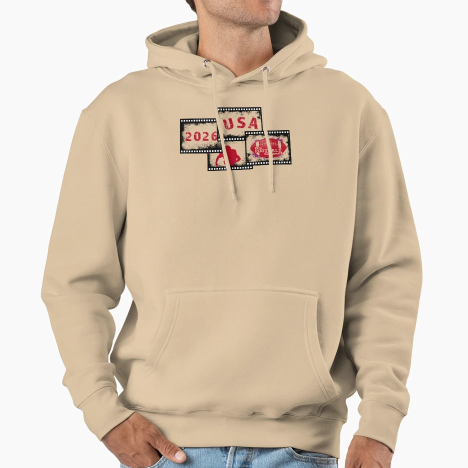 Usa Football 2026 Film Strip Sports Hoodie - Fun Novelty Design Men Women - T-Shirt, Sweatshirt, Hoodie