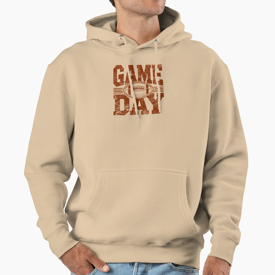 Game Day Football Grunge Hoodie - Graphic Print Men Women - T-Shirt, Sweatshirt, Hoodie