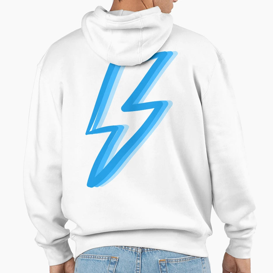 Blue Preppy Open Lightning Hoodie - Minimalist Print Unisex - T-Shirt, Sweatshirt, Hoodie