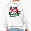 Eat Sleep Football Repeat Hoodie - Unique Graphic Men Women - T-Shirt, Sweatshirt, Hoodie