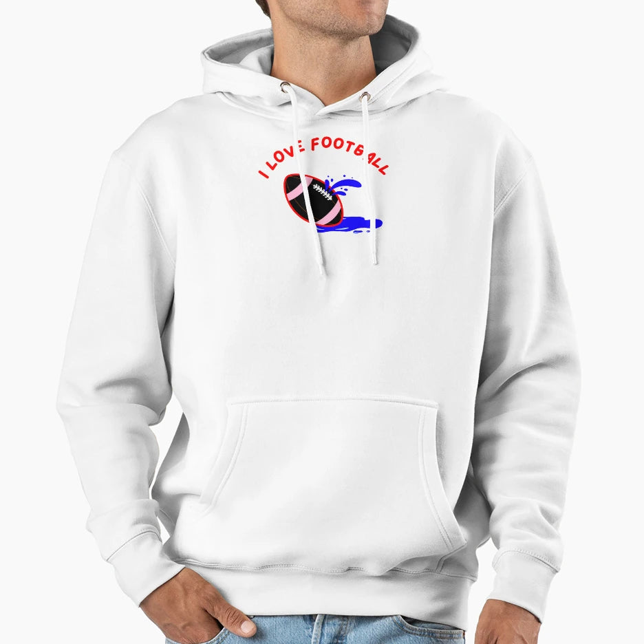 I Love Football Black Football Blue Hoodie - Unique Graphic Men Women - T-Shirt, Sweatshirt, Hoodie