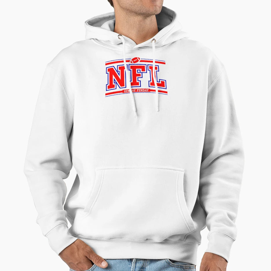 Sunday Funday Footbal Fan Hoodie - Custom Art Print Unisex - T-Shirt, Sweatshirt, Hoodie