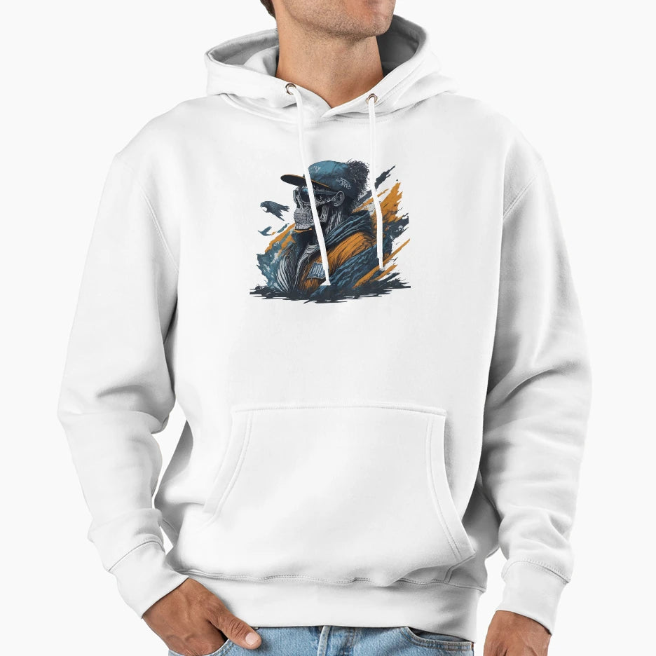 Mystical Skull Explorer Artistic Skull Hoodie - Graphic Print for Adults - T-Shirt, Sweatshirt, Hoodie