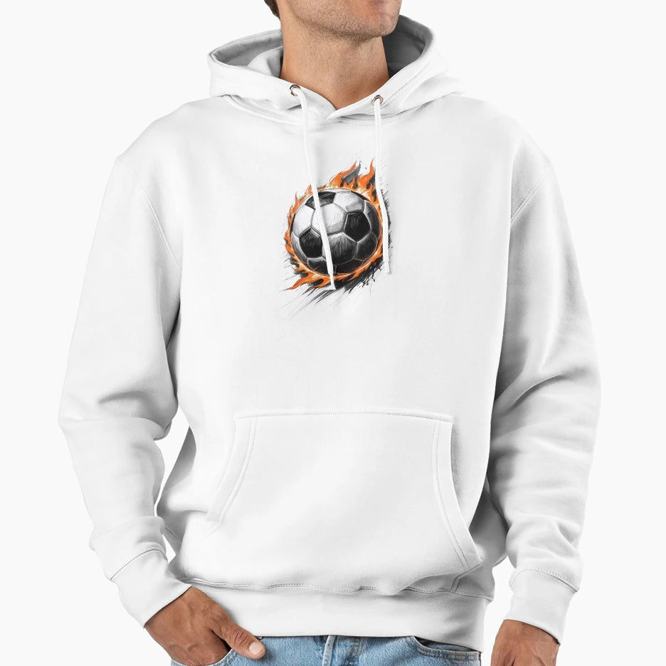 Soccer Ball Fire Hoodie - Aesthetic Graphic Unisex - T-Shirt, Sweatshirt, Hoodie