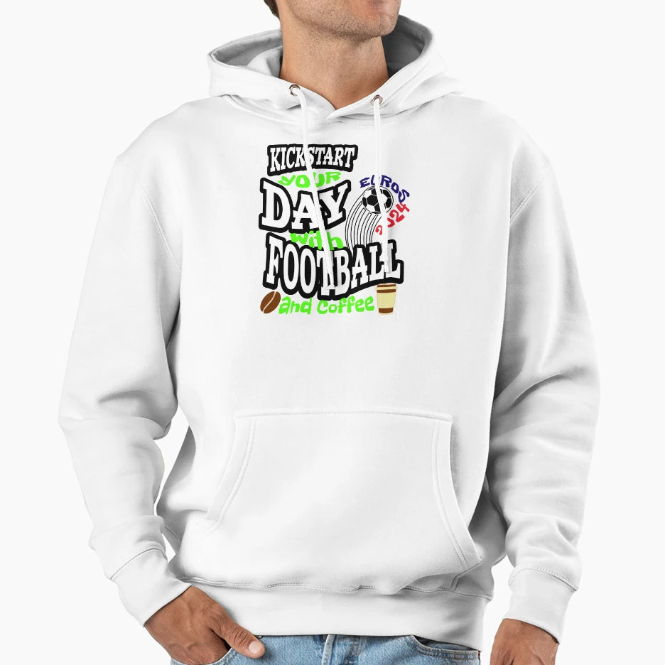 Kickstart Your Day Football Coffee Hoodie - Trendy Graphic for Adults - T-Shirt, Sweatshirt, Hoodie