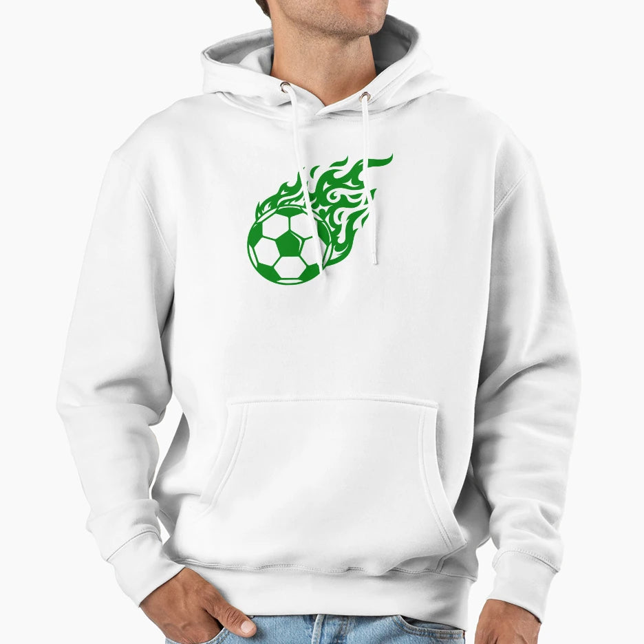 Football Green Fire Ball Football Hoodie - Casual Everyday Wear Men Women - T-Shirt, Sweatshirt, Hoodie