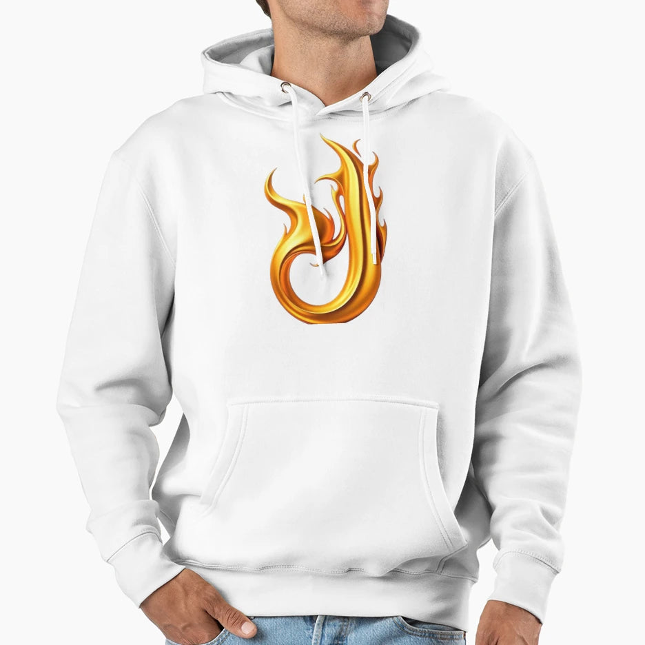 Golden Flame Letter I Luxury 3D Hoodie - Aesthetic Graphic for Adults - T-Shirt, Sweatshirt, Hoodie