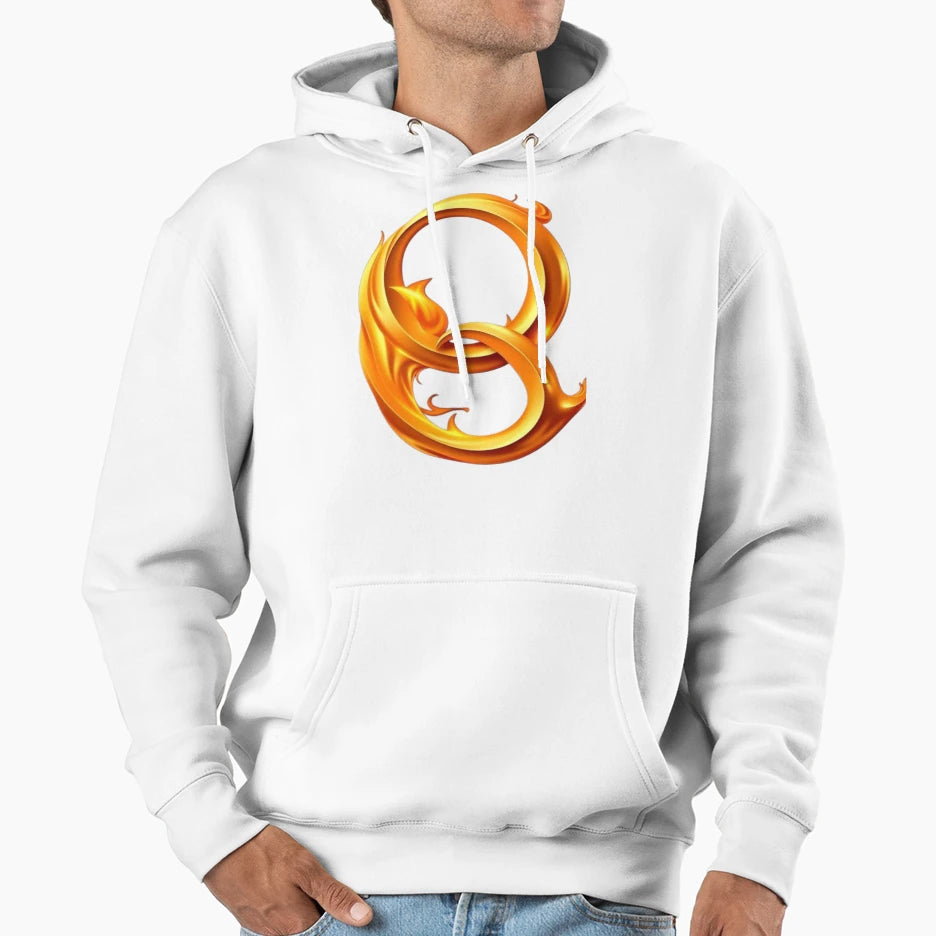 Golden Flame Letter Q Luxury 3D Alphabet Hoodie - Aesthetic Graphic Unisex - T-Shirt, Sweatshirt, Hoodie