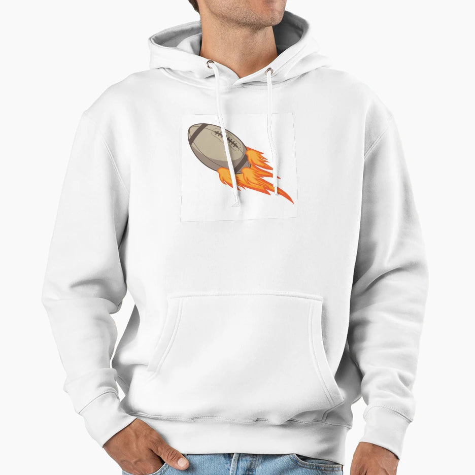 Flaming Football Hoodie - Fun Novelty Design Men Women - T-Shirt, Sweatshirt, Hoodie