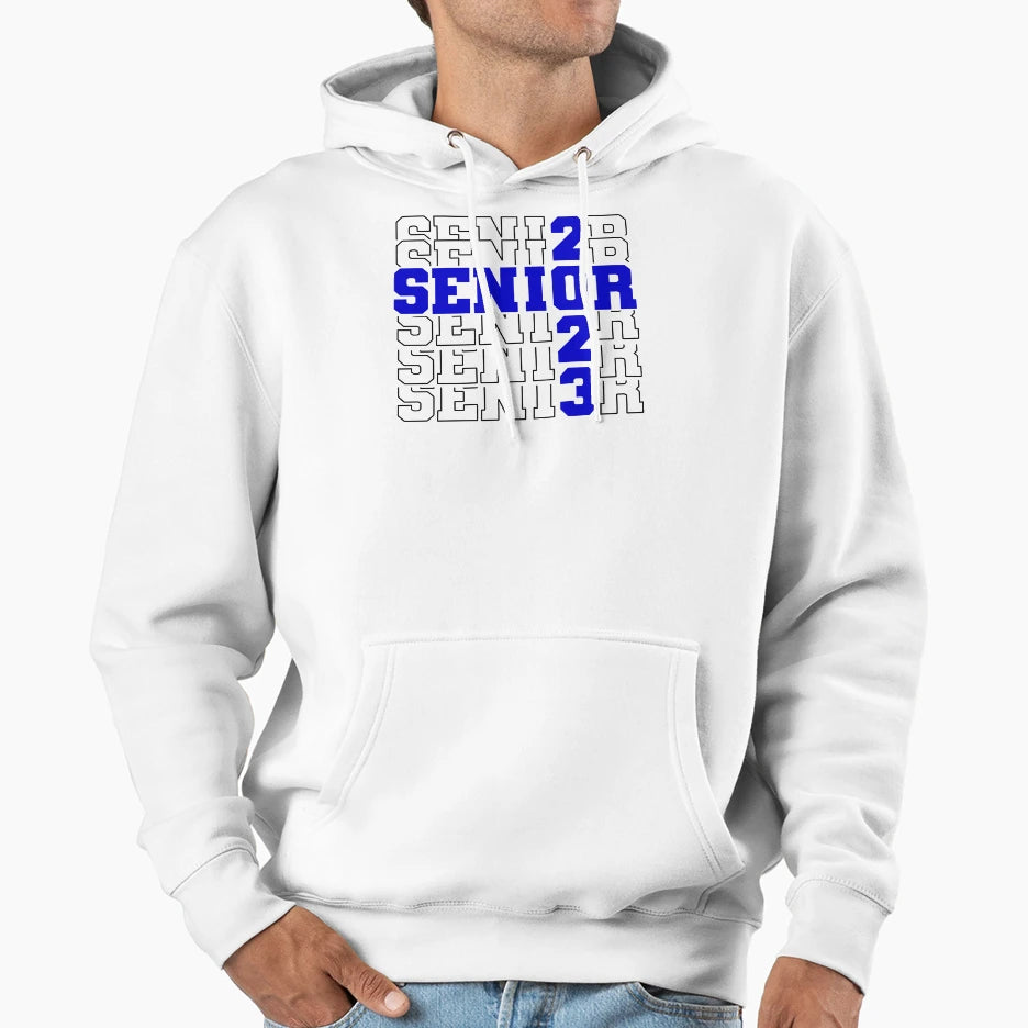 Seniors Class 2023 Blue Color Graduation Hoodie - Trendy Graphic for Adults - T-Shirt, Sweatshirt, Hoodie