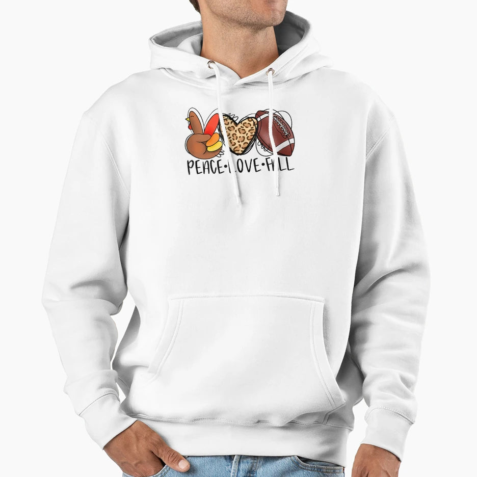 Thanksgiving Football Leopard Heart Hoodie - Streetwear Style for Adults - T-Shirt, Sweatshirt, Hoodie