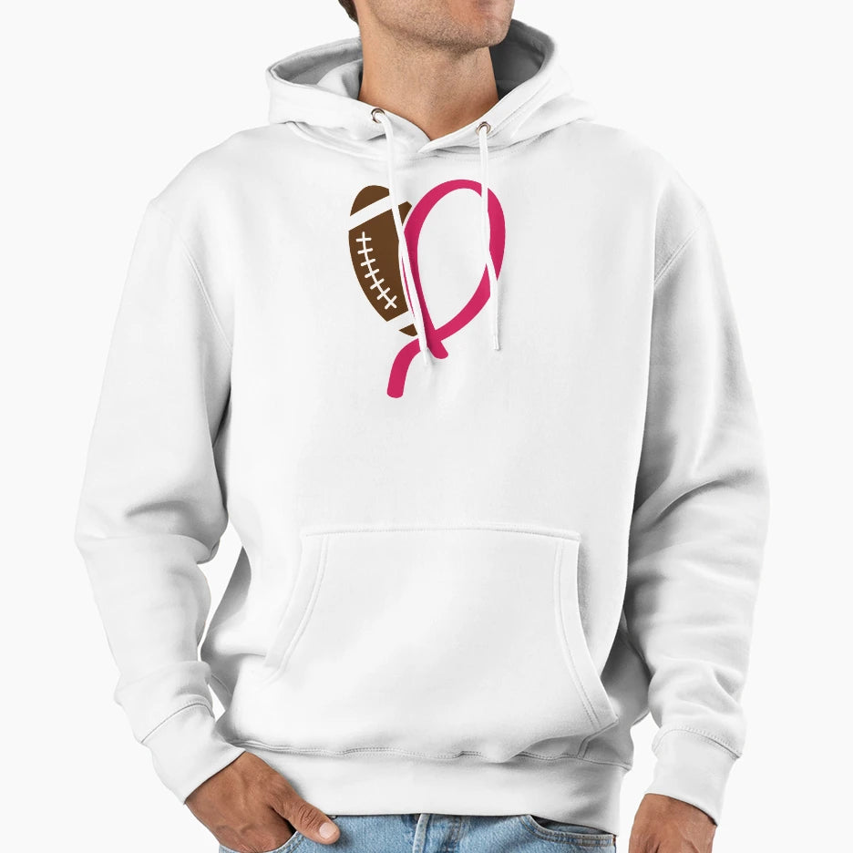 Football Breast Cancer Awareness Ribbon Hoodie - Streetwear Style Unisex - T-Shirt, Sweatshirt, Hoodie