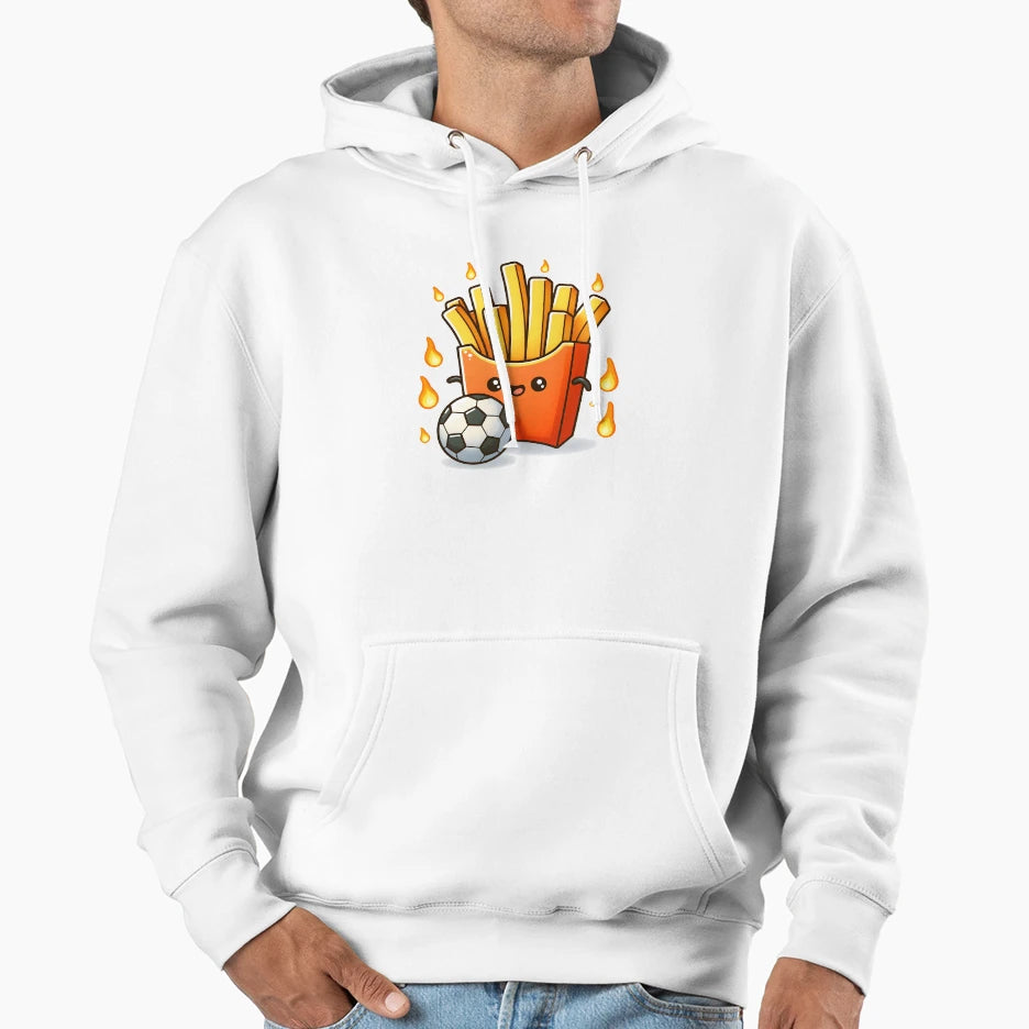 Kawaii French Fries Soccer Ball Hoodie - Custom Art Print Unisex - T-Shirt, Sweatshirt, Hoodie