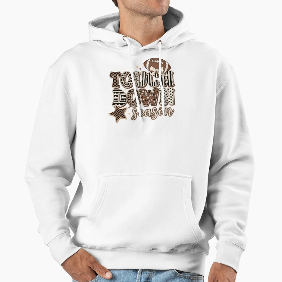 Touchdown Season Football Stars Animal Hoodie - Graphic Print for Adults - T-Shirt, Sweatshirt, Hoodie