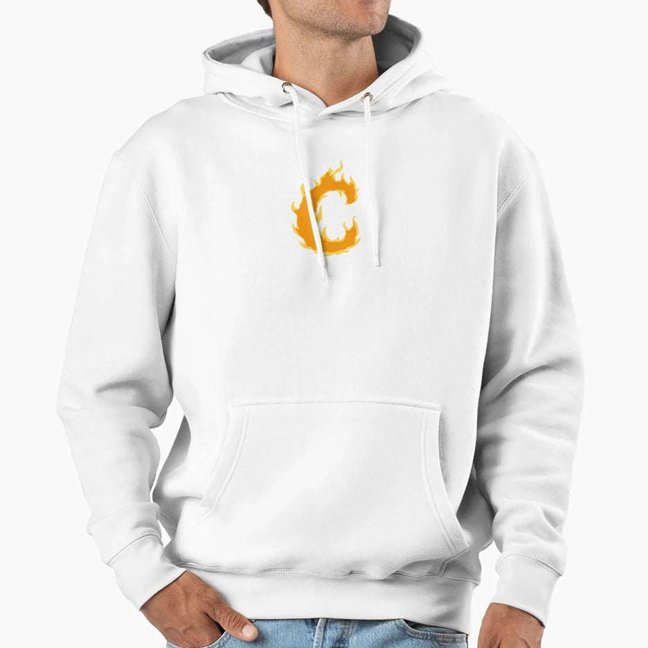 Fire Letter C Typography Flaming Hoodie - Custom Art Print for Adults - T-Shirt, Sweatshirt, Hoodie