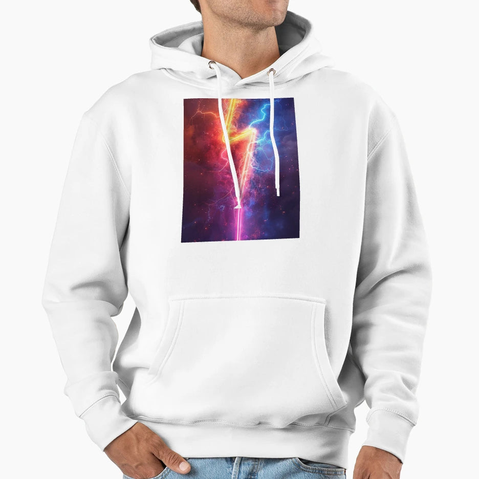 Neon Lightning Bolt Illustration Hoodie - Graphic Print for Adults - T-Shirt, Sweatshirt, Hoodie