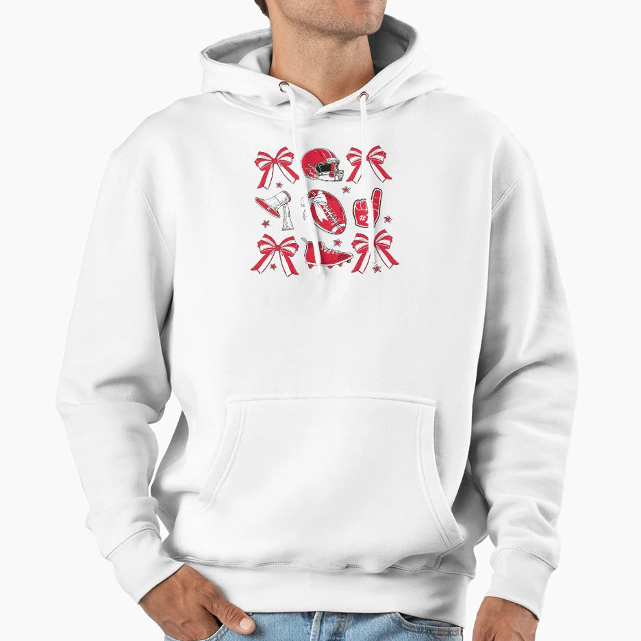 Football Bow And Cheer Spirit Collection Hoodie - Novelty Apparel Men Women - T-Shirt, Sweatshirt, Hoodie
