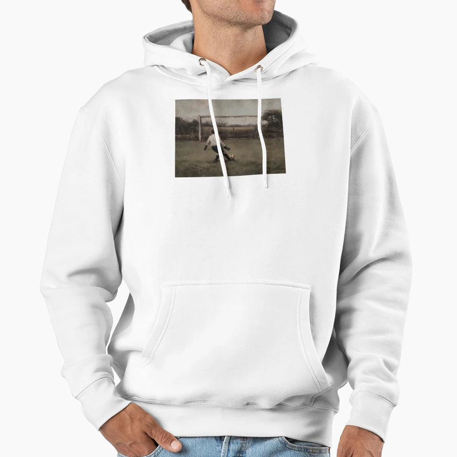 Child Kicking Soccer Ball Goal Hoodie - Minimalist Print Men Women - T-Shirt, Sweatshirt, Hoodie