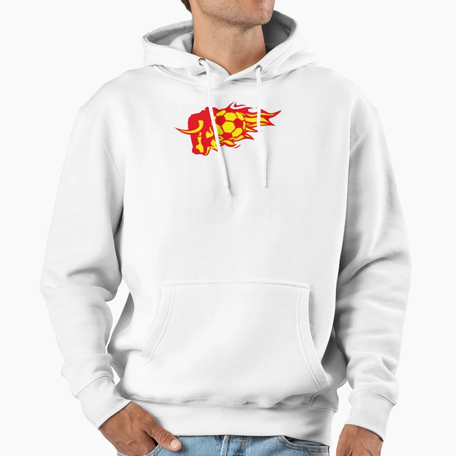 Football Bull Flame Logo Fire Animal Hoodie - Trendy Graphic Unisex - T-Shirt, Sweatshirt, Hoodie