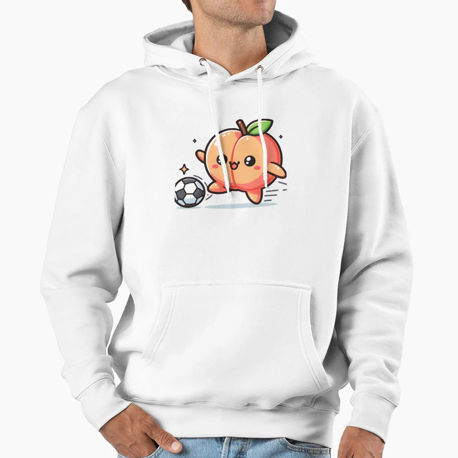 Kawaii Peach Soccer Shoes Playing Soccer Hoodie - Trendy Graphic for Adults - T-Shirt, Sweatshirt, Hoodie