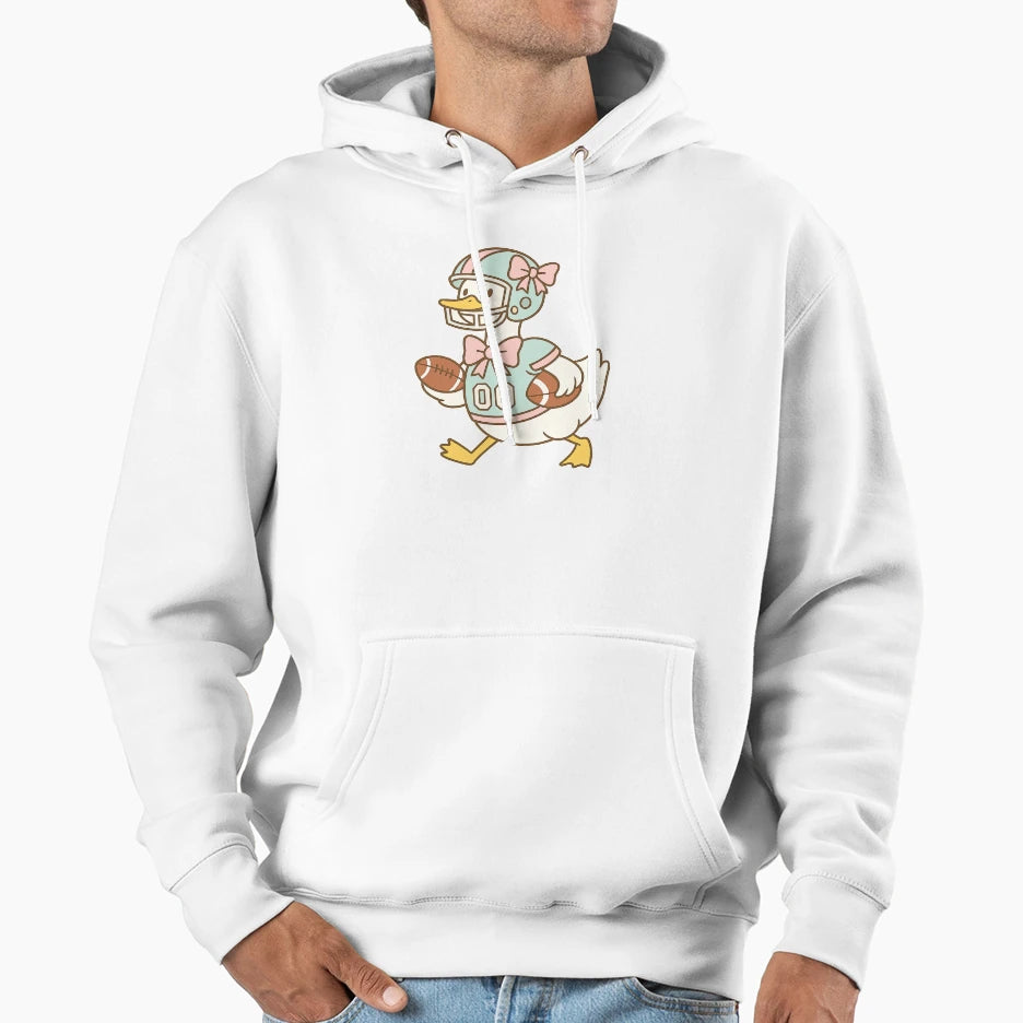Funny Cartoon Duck American Football Player Hoodie - Unique Graphic Unisex - T-Shirt, Sweatshirt, Hoodie