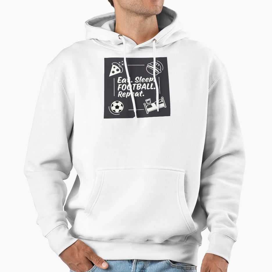 Eat Sleep Football Repeat Minimal Hoodie - Novelty Apparel Men Women - T-Shirt, Sweatshirt, Hoodie