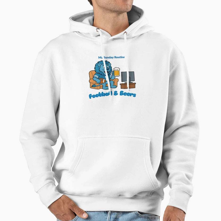 Detroit Lions My Sunday Routine Lion Hoodie - Streetwear Style Unisex - T-Shirt, Sweatshirt, Hoodie