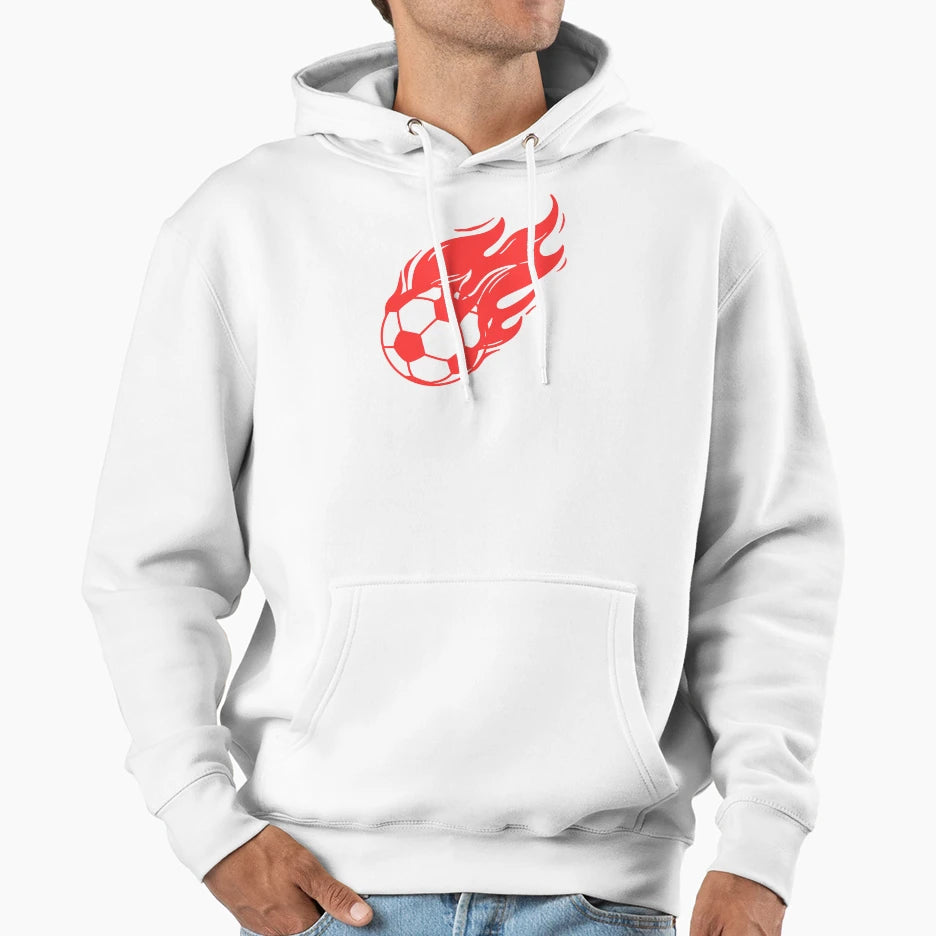 Soccer Ball Fire Red Soccer Ball And Hoodie - Aesthetic Graphic Men Women - T-Shirt, Sweatshirt, Hoodie