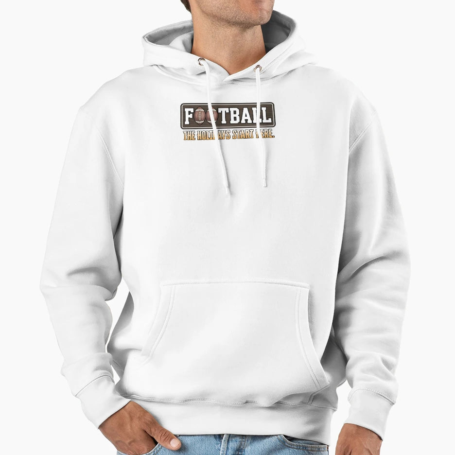 Football Holiday Season Kickoff Hoodie - Minimalist Print for Adults - T-Shirt, Sweatshirt, Hoodie