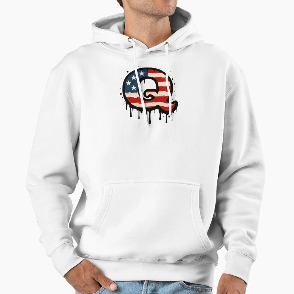 Letter Q Urban Graffiti Usa Flag Street Art Hoodie - Graphic Print Unisex - T-Shirt, Sweatshirt, Hoodie
