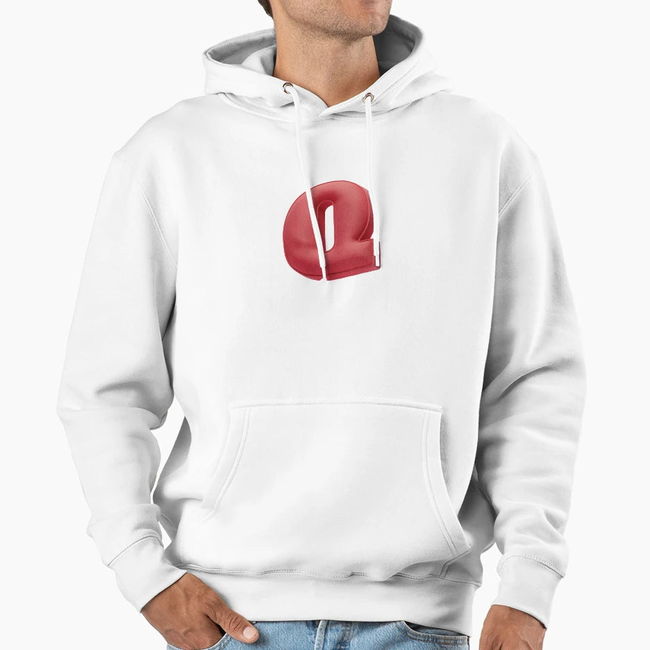 Floating Red Cushion Letter Q 3D Fabric Hoodie - Novelty Apparel Unisex - T-Shirt, Sweatshirt, Hoodie