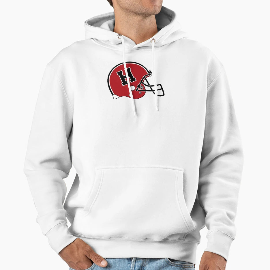 Harvard Crimson Football Helmet Logo Hoodie - Minimalist Print for Adults - T-Shirt, Sweatshirt, Hoodie