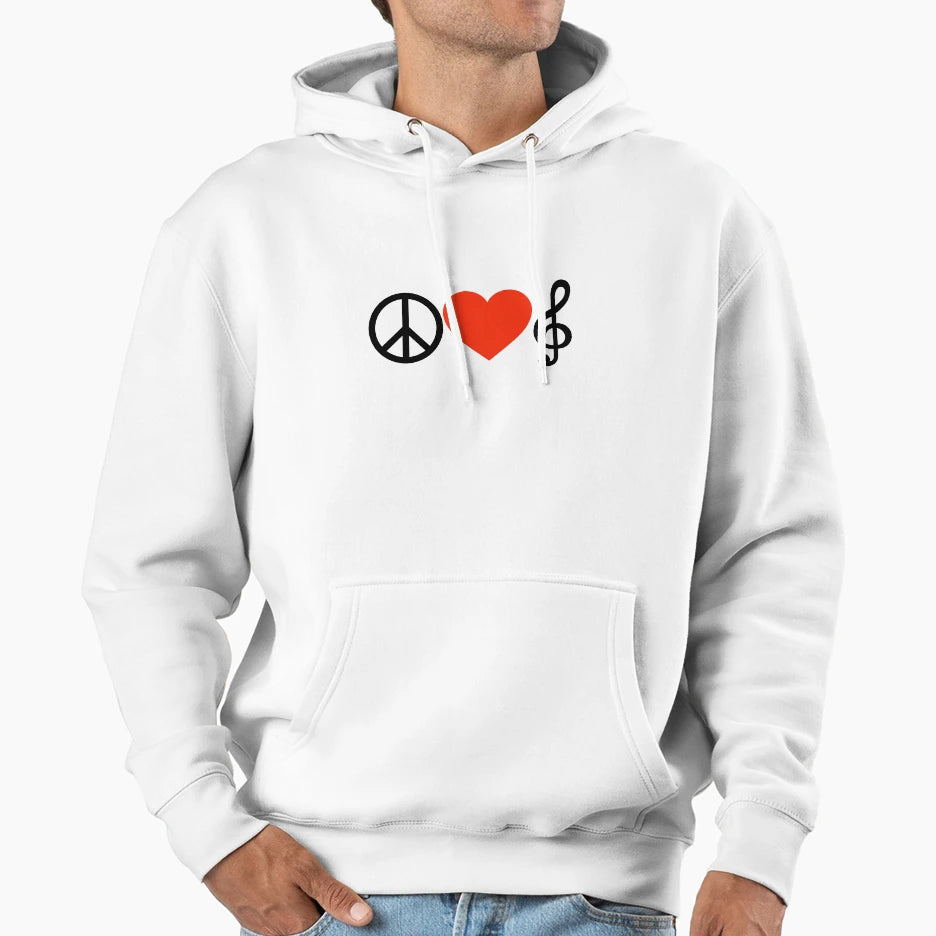 Peace Love Music Hoodie - Custom Art Print Unisex - T-Shirt, Sweatshirt, Hoodie