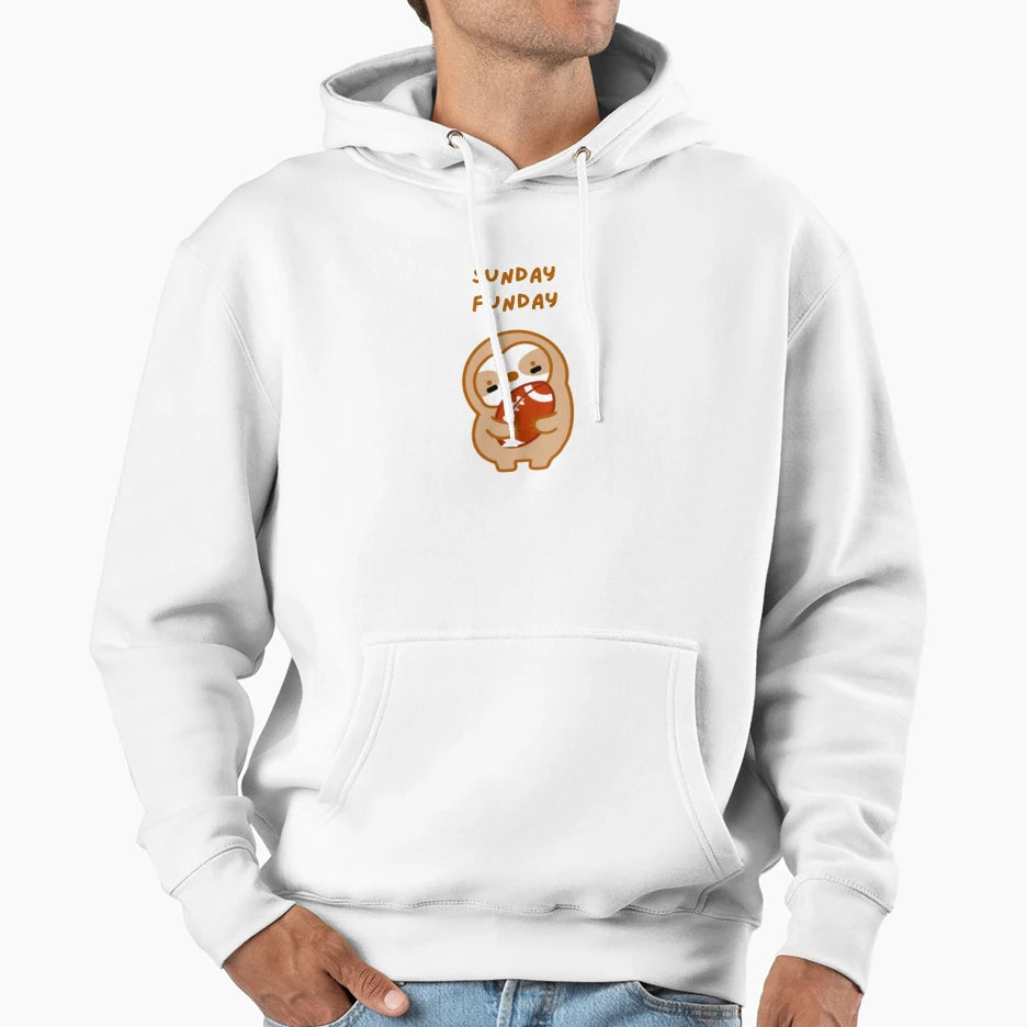 Super Bowl Sunday Funday Football Sloth Hoodie - Graphic Print for Adults - T-Shirt, Sweatshirt, Hoodie