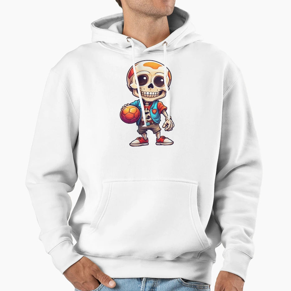 Skull Playing Football Hoodie - Custom Art Print Men Women - T-Shirt, Sweatshirt, Hoodie
