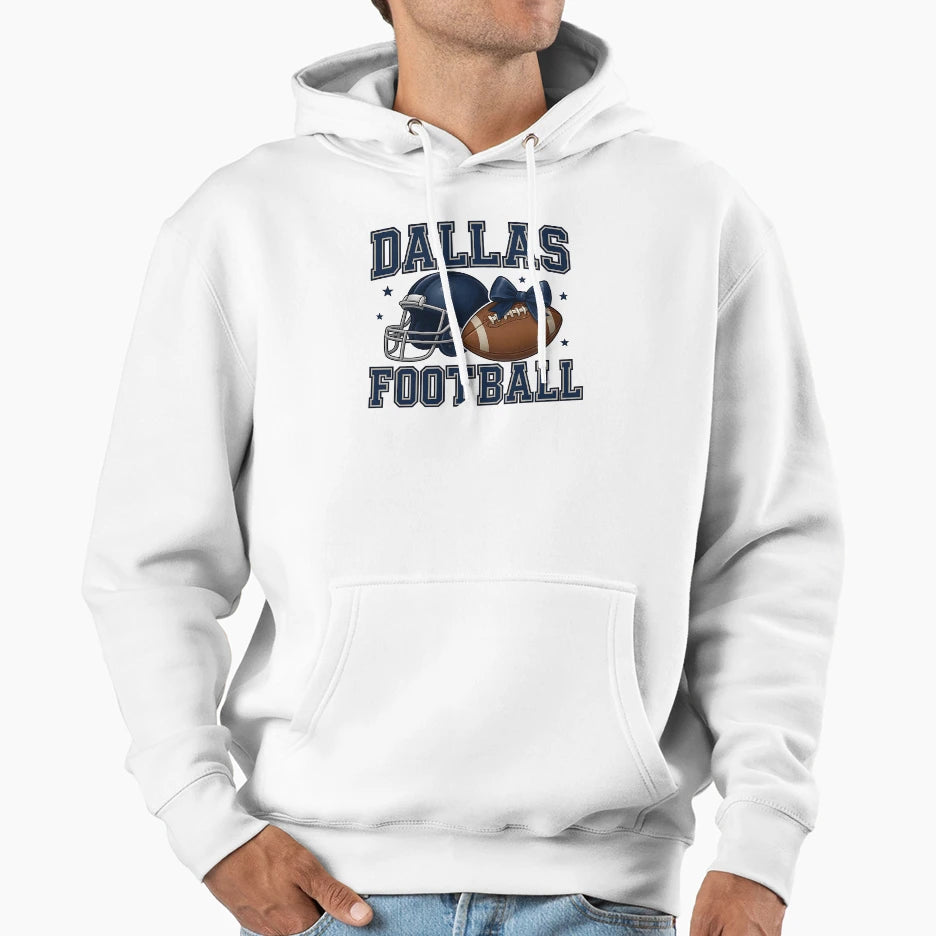Dallas Football Helmet And Ball Hoodie - Casual Everyday Wear for Adults - T-Shirt, Sweatshirt, Hoodie