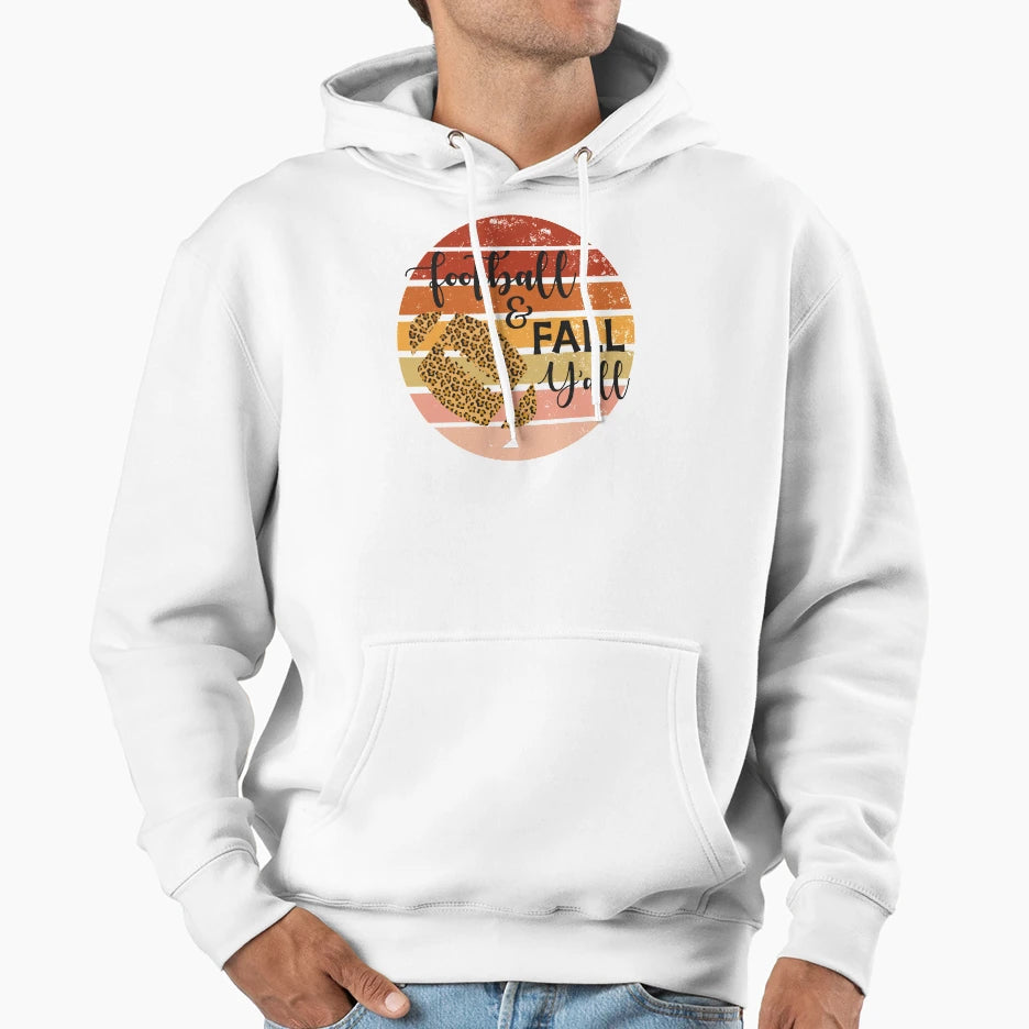 Football And Fall Yall Hoodie - Casual Everyday Wear for Adults - T-Shirt, Sweatshirt, Hoodie