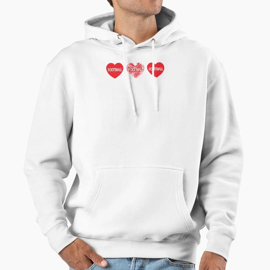 Love Football Hearts Hoodie - Trendy Graphic Men Women - T-Shirt, Sweatshirt, Hoodie
