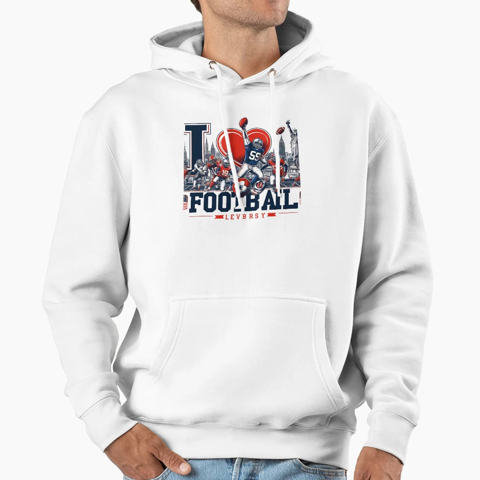 I Love Football Dynamic Rugby Scene Hoodie - Aesthetic Graphic for Adults - T-Shirt, Sweatshirt, Hoodie
