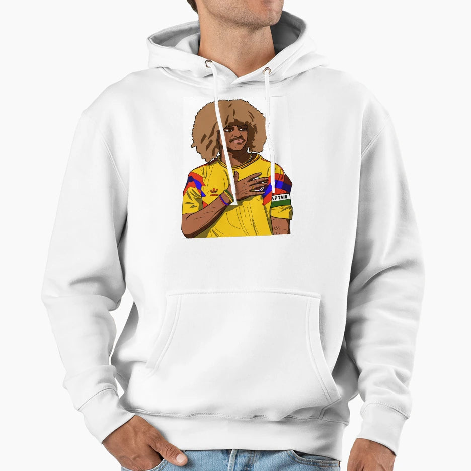 Carlos Valderrama Colombia Portrait Hoodie - Trendy Graphic for Adults - T-Shirt, Sweatshirt, Hoodie