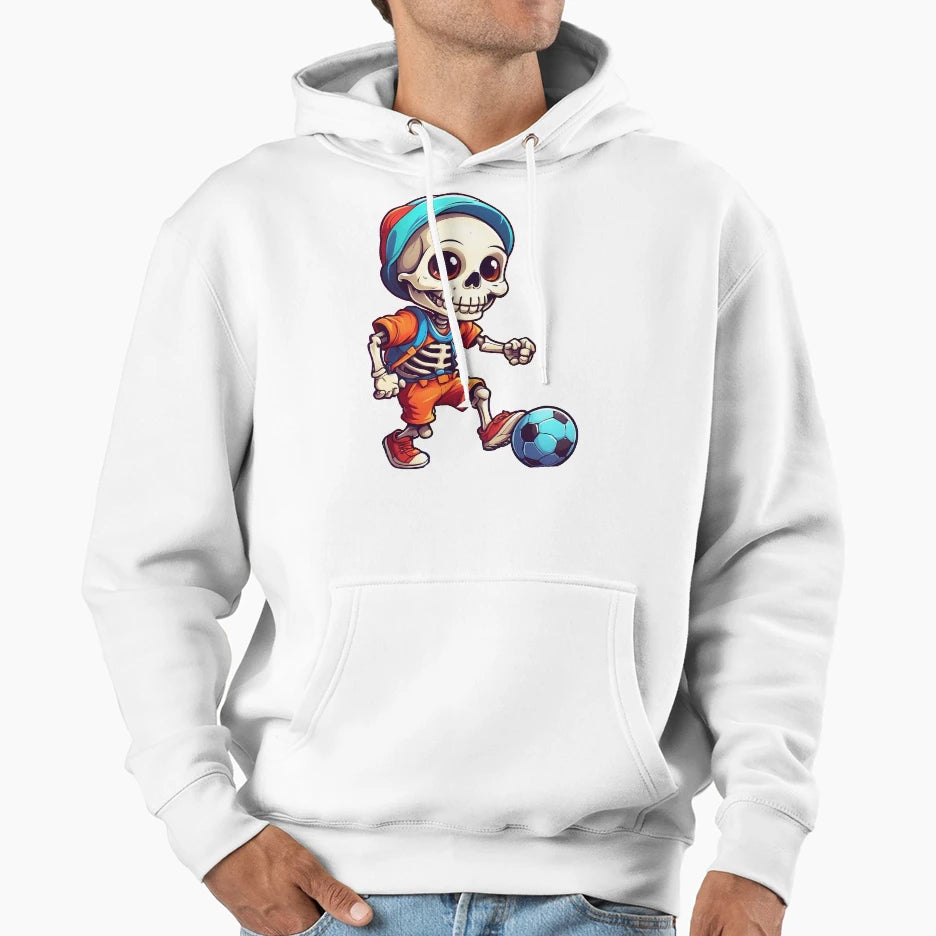Skull Playing Football Hoodie - Custom Art Print Unisex - T-Shirt, Sweatshirt, Hoodie