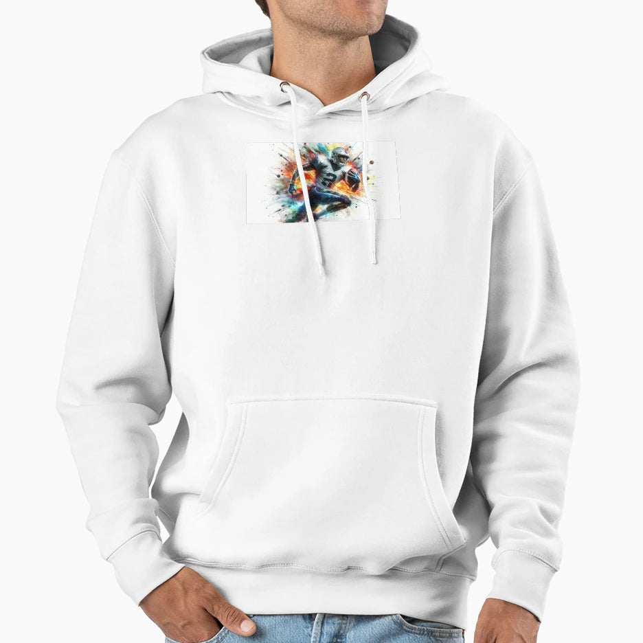 American Football Player Watercolor Hoodie - Novelty Apparel for Adults - T-Shirt, Sweatshirt, Hoodie